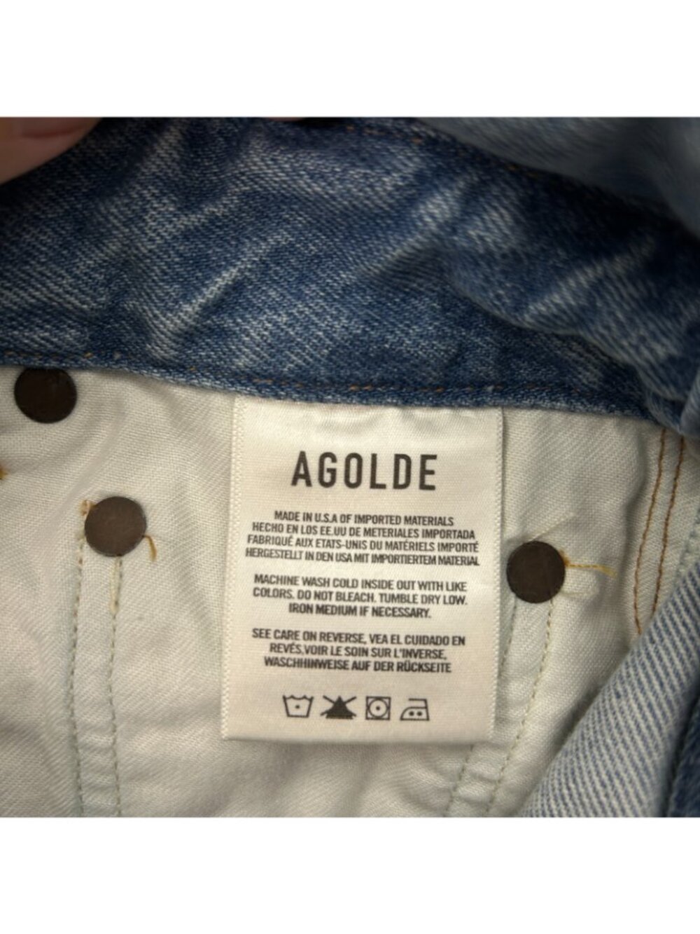 Agolde Lettuce Waistband Mini Skirt Women's Size 24 Medium Wash Denim - Picture 4 of 8